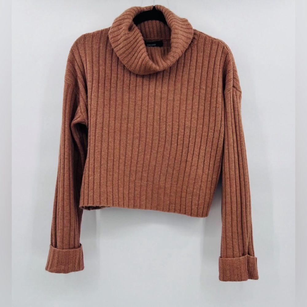 Forever 21 Sweater Brown High Neck Oversized Knit Size S